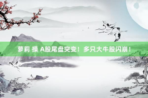 萝莉 操 A股尾盘突变！多只大牛股闪崩！